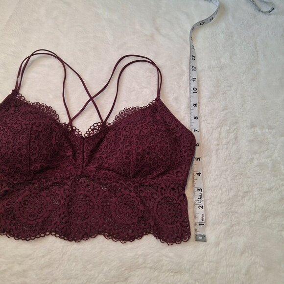Aerie Floral Lace Bralette Sz L Removable Pads Strappy Boho Whimsigoth Intimates - Picture 13 of 13